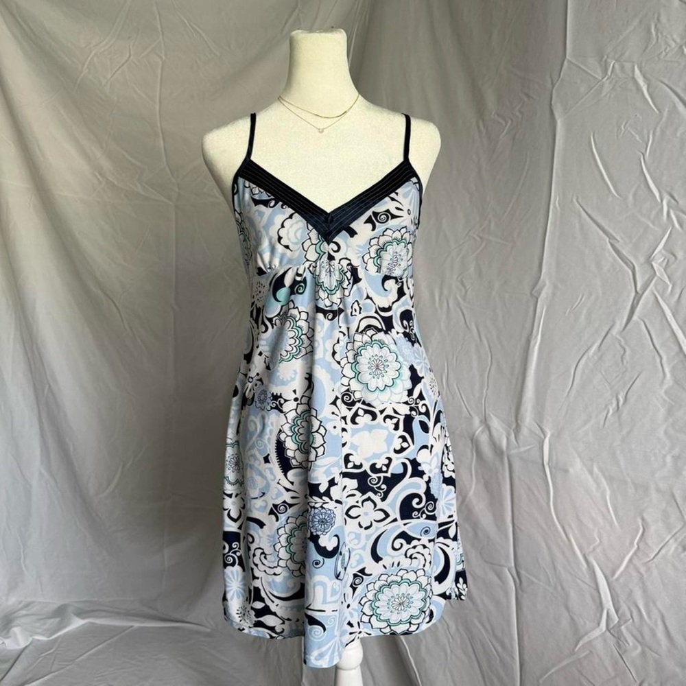 y2k gilligan & o'malley blue floral slip dress